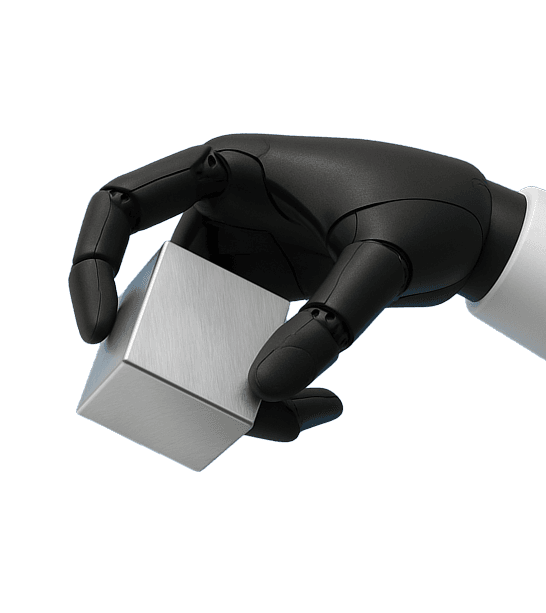 Robotic hand holding a cube